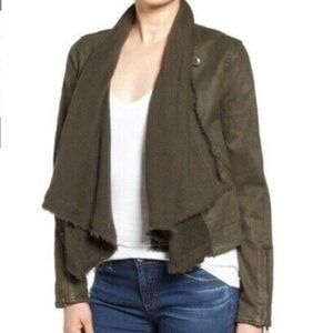 Free People Coated Denim Drape Front Jacket